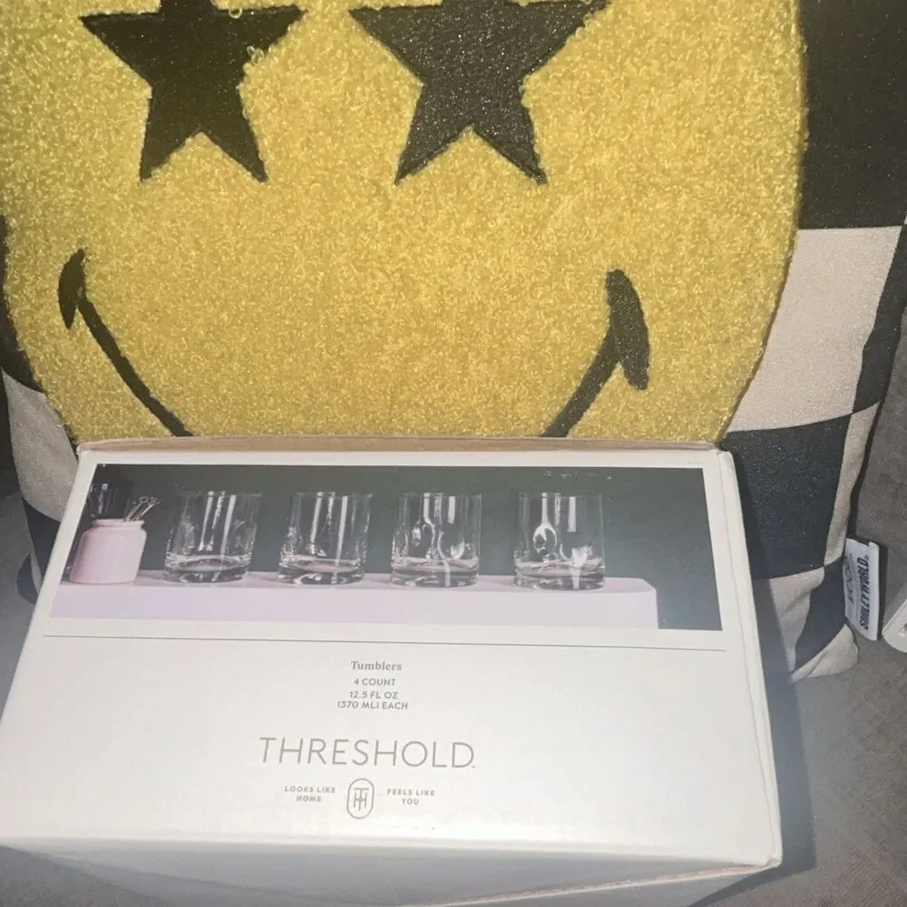 Threshold Telford Clear Glass Tumblers Set of 4 12.5 fl oz Dishwasher Safe